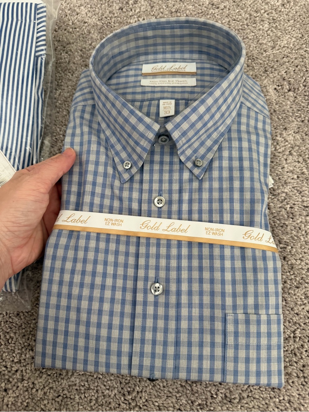 ROUNDTREE & YORKE Men's Blue Check Button-Down Shirt NWT